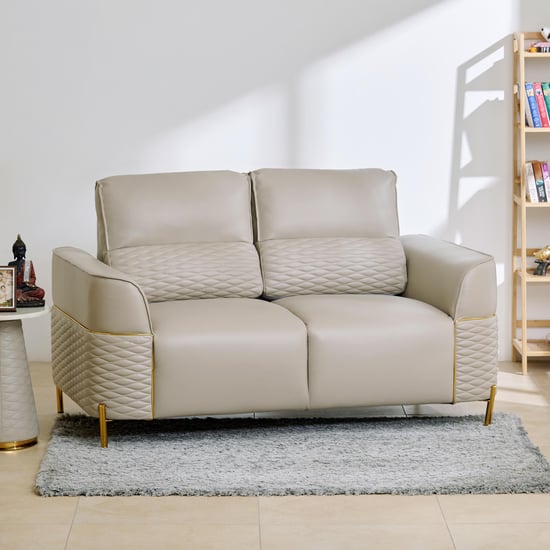 Vegas Faux Leather 2-Seater Sofa - Grey