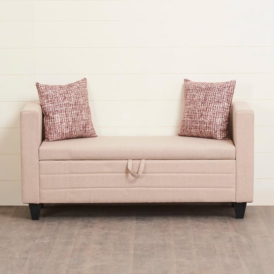 Helios Centrio Fabric 2-Seater Sofa Bench with Storage - Beige