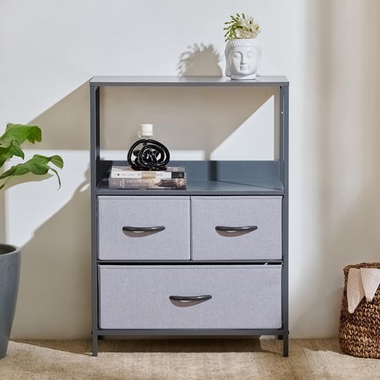 Helios Ethan Metal 3-Tier Multipurpose Cabinet - Grey