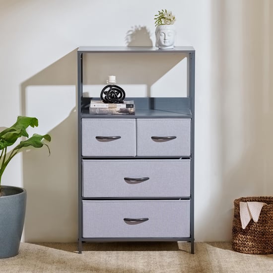 Helios Ethan Metal 4-Tier Multipurpose Cabinet - Grey