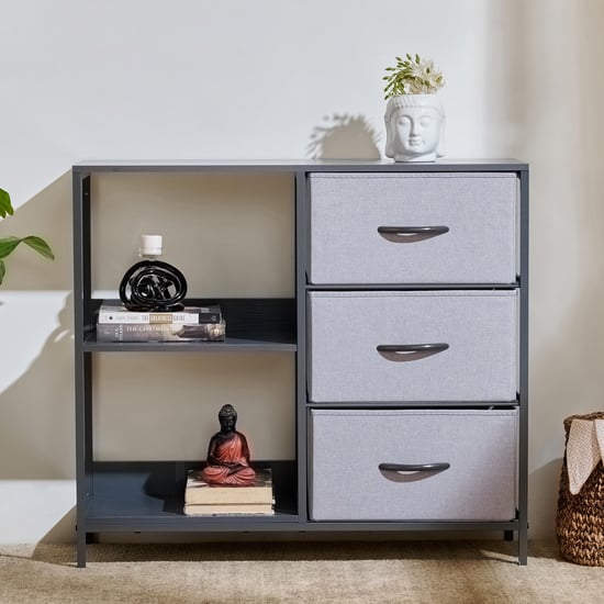 Helios Ethan Metal 3-Tier Multipurpose Cabinet - Grey