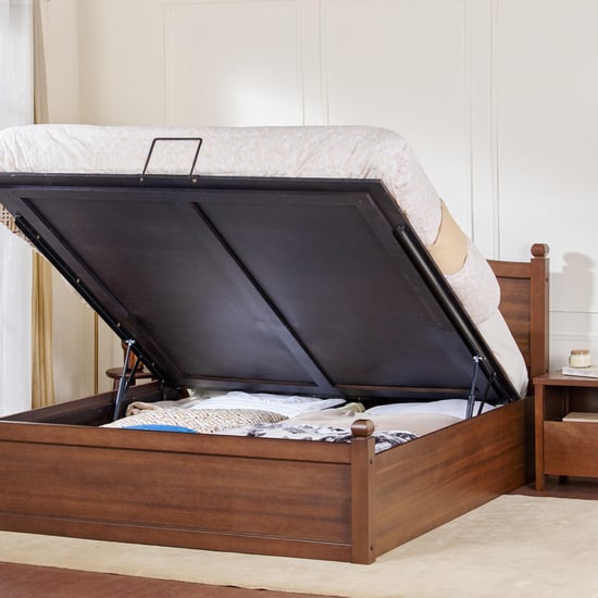 My Bed Cleopatra Solid Wood King Bed with Hydraulic Storage - Brown