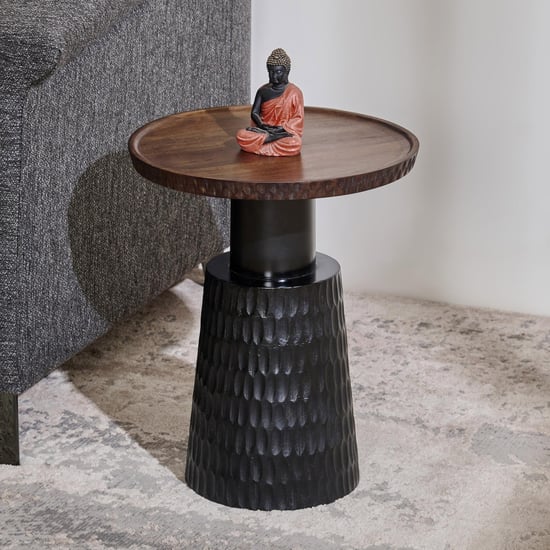 Reinvented Heritage Mango Wood End Table - Brown and Black