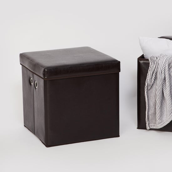 Sanderson Faux Leather Collapsible Storage Ottoman