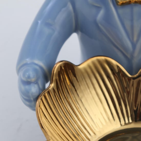 Souvenir Ceramic Dog with Bowl Figurine