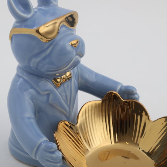 Souvenir Ceramic Dog with Bowl Figurine