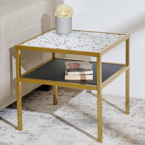 Helios Calisto Metal End Table - Gold