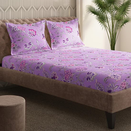 CANNON Brooklyn Cotton 144TC Floral Printed 3Pcs Super King Bedsheet Set