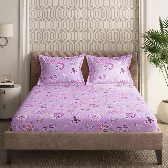 CANNON Brooklyn Cotton 144TC Floral Printed 3Pcs Super King Bedsheet Set