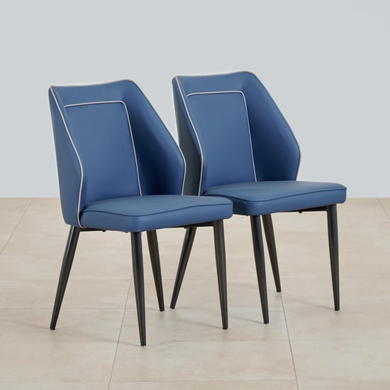 Marcello Set of 2 Faux Leather Dining Chairs - Blue
