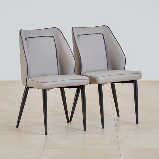 Marcello Set of 2 Faux Leather Dining Chairs - Grey