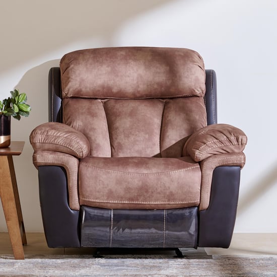 Aries Faux Leather 1-Seater Rocking Recliner - Brown