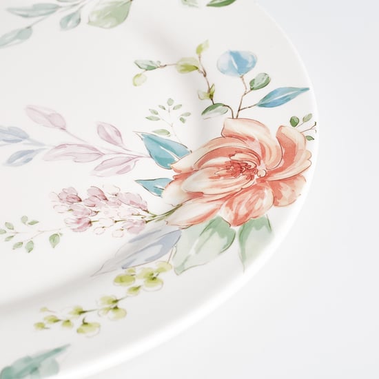Moksha Iron Stone Floral Printed Dinner Plate - 28cm
