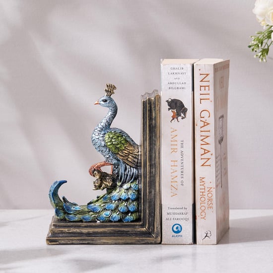 Mayur Polyresin Peacock Book End