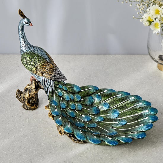 Mayur Polyresin Peacock Decorative Platter