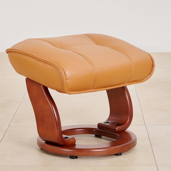 Silas Faux Leather Revolving 1-Seater Lounge Recliner with Foot Stool - Brown