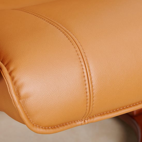 Silas Faux Leather Revolving 1-Seater Lounge Recliner with Foot Stool - Brown