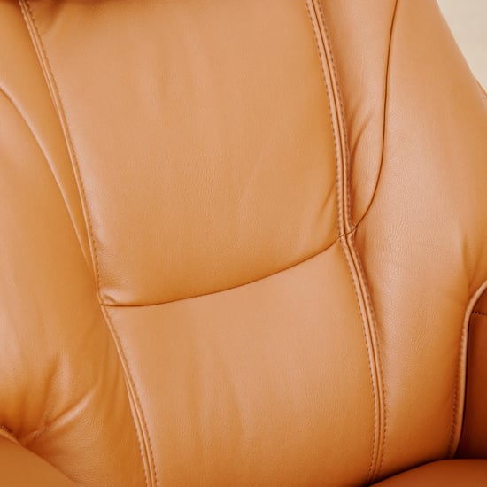 Silas Faux Leather Revolving 1-Seater Lounge Recliner with Foot Stool - Brown