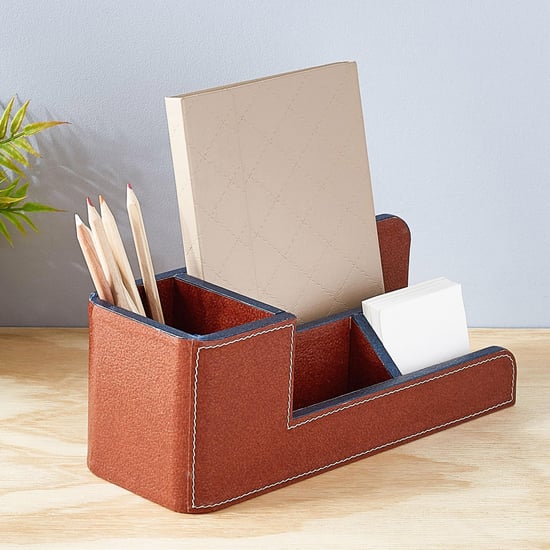 Orion Detroit Faux Leather Desk Organiser and Magazine Holder