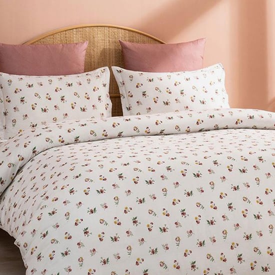 D'DECOR Vatika Cotton 136TC Floral Print 3Pcs Super King Bedsheet Set