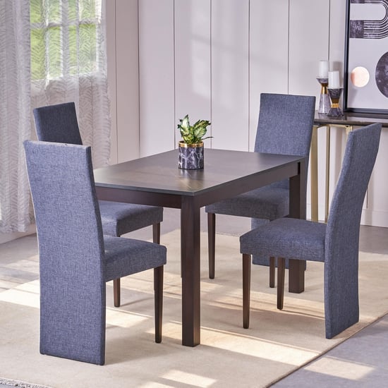 Helios Hazel Melamine Top 4-Seater Dining Set with Chairs - Blue and Brown
