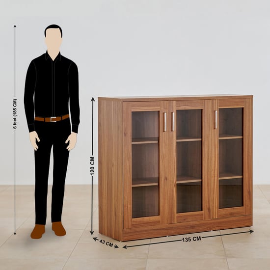 Quadro 3-Door Book Cabinet - Brown