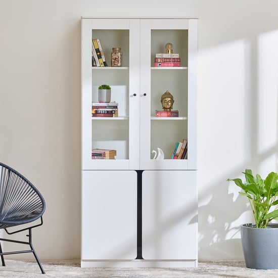 Polaris 4-Door Book Cabinet - White