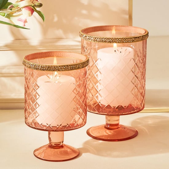 Fables Avery Set of 2 Glass Hurricane Candle Holder