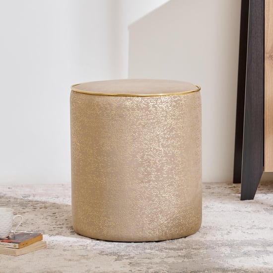 Minari Fabric Pouffe - Beige