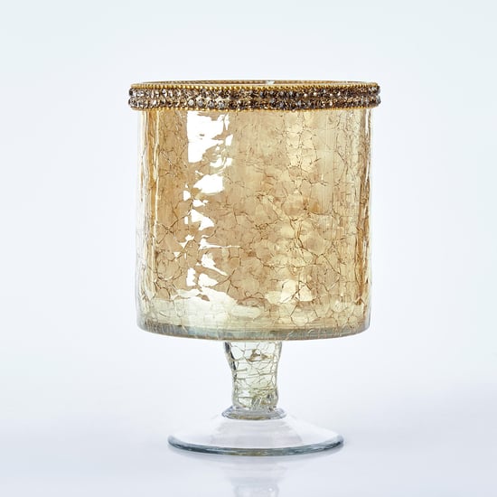 Maya Tevis Glass Crackle Hurricane Candle Holder