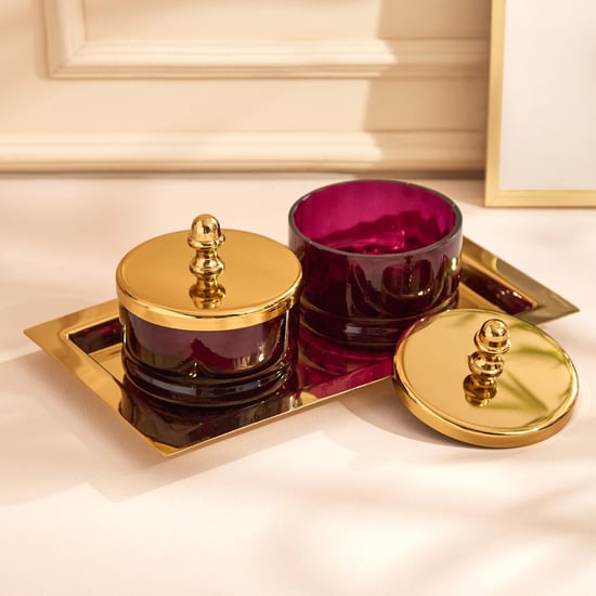 Maya Neale Set of 2 Glass Canisters with Tray