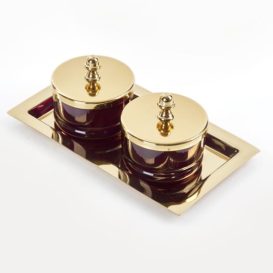 Maya Neale Set of 2 Glass Canisters with Tray