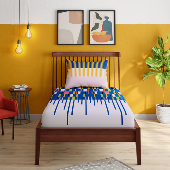 PORTICO Pixelmania Cotton 152TC Printed 2Pcs Single Bedsheet Set