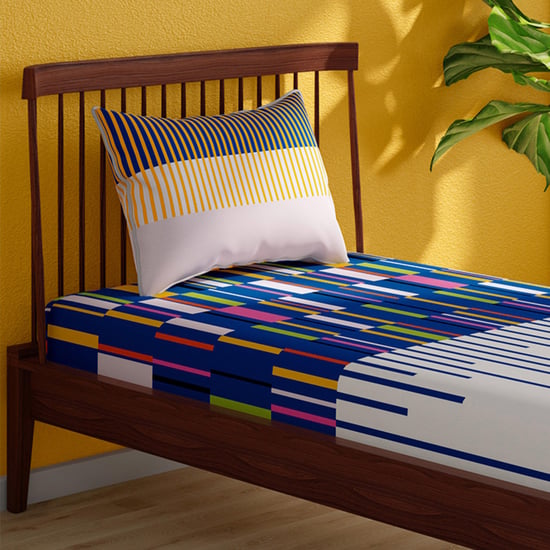 PORTICO Pixelmania Cotton 152TC Printed 2Pcs Single Bedsheet Set