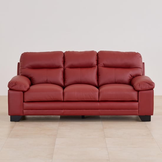 Winchester Half Leather 3+1+1 Seater Sofa Set - Burgundy