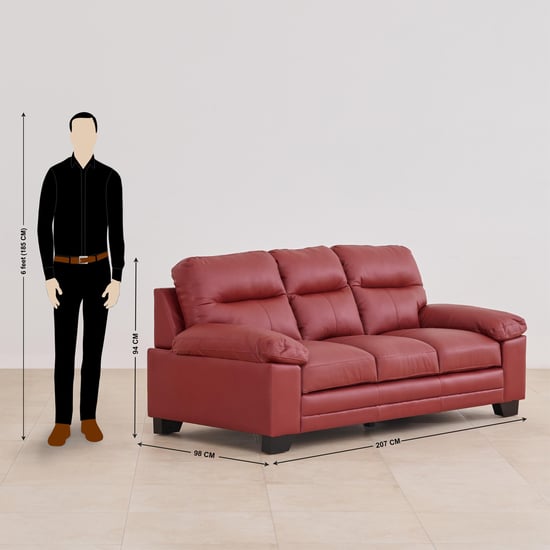 Winchester Half Leather 3+1+1 Seater Sofa Set - Burgundy