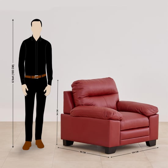 Winchester Half Leather 3+1+1 Seater Sofa Set - Burgundy