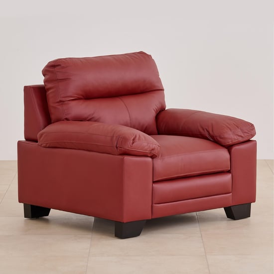 Winchester Half Leather 3+1+1 Seater Sofa Set - Burgundy