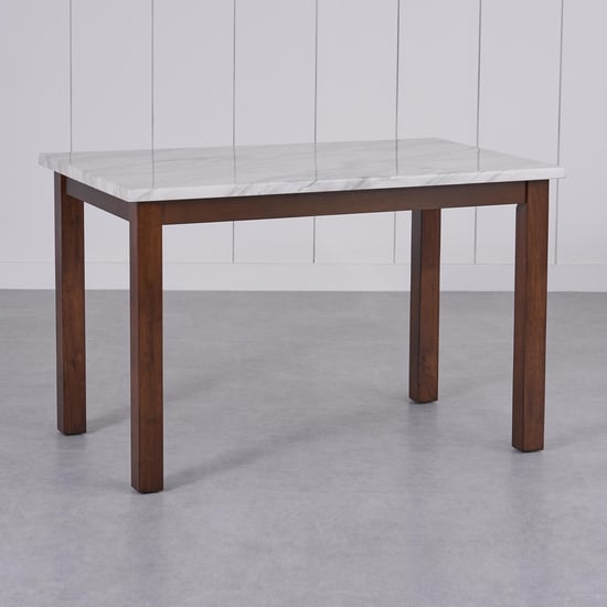 Harmony Sia Faux Marble 4-Seater Dining Set with Chairs - White and Green