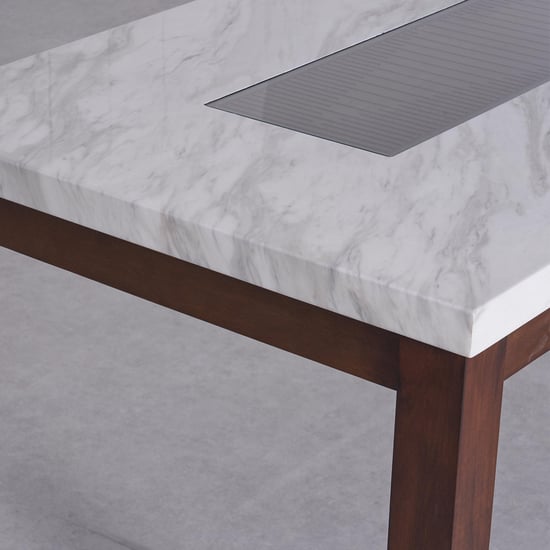 Harmony Sia Faux Marble 4-Seater Dining Set with Chairs - White and Green