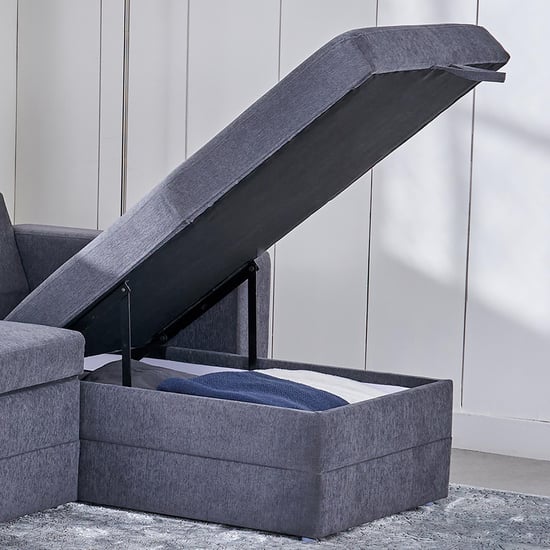 Woodland Fabric 2-Seater Storage Sofa Bed with Interchangeable Chaise - Grey