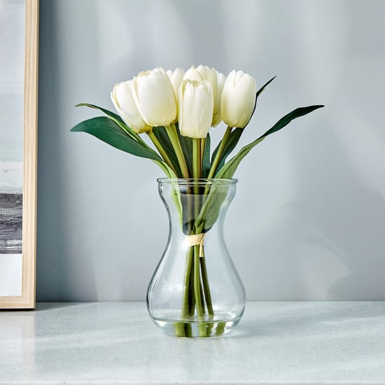 Gloria Artificial Tulip Sticks in Glass Vase - 24 cm