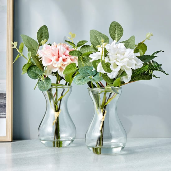 Gloria Artificial Daisy Flowers in Glass Vase - 28 cm