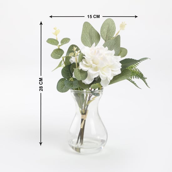 Gloria Artificial Daisy Flowers in Glass Vase - 28 cm