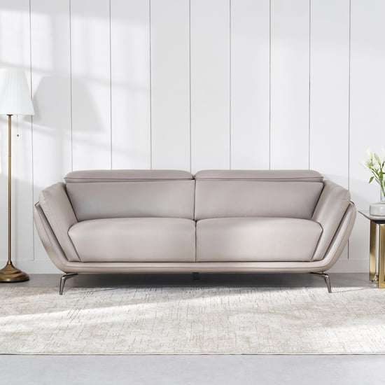 Marcello Half Leather 3-Seater Sofa - Beige