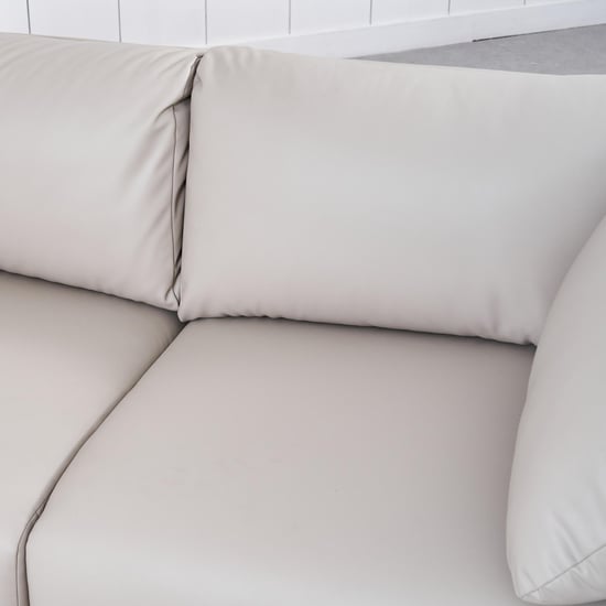 Bosco Faux Leather 2-Seater Sofa with Cushions - Beige and Brown