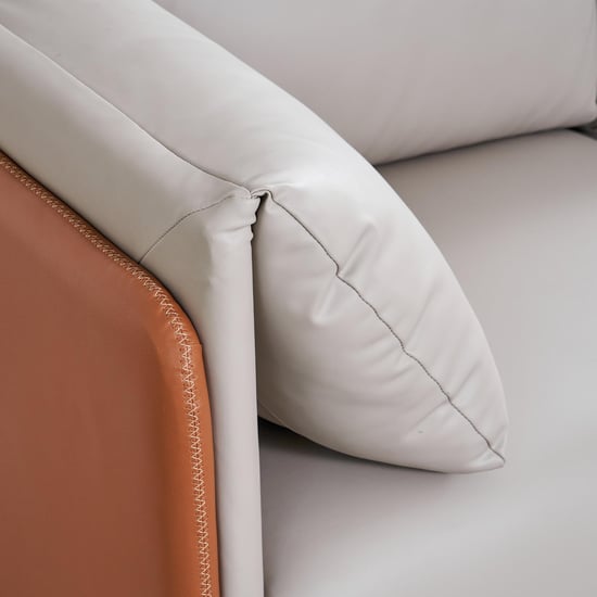 Bosco Faux Leather 2-Seater Sofa with Cushions - Beige and Brown