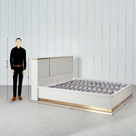Vegas Royal King Bed with Headboard and Hydraulic Storage - Grey