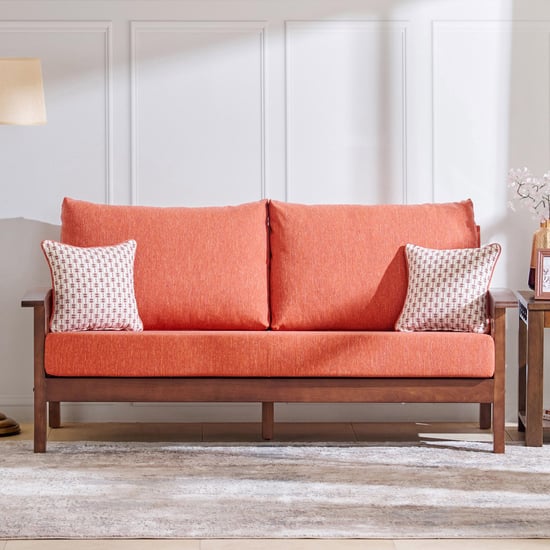 Abby Fabric 3-Seater Sofa with Cushions - Orange