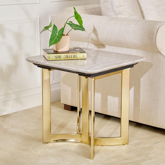 Vogue Anika Marble Top End Table - Gold